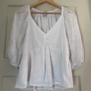 White Eyelet Women's Top